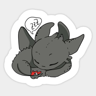 Sleepy Toothless dragon, How to train your dragon character, cartoon dragon, night fury Sticker